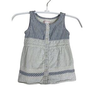 Old Navy Girls Sundress Sz 3T Blue White Stripe Sleeveless Button Front